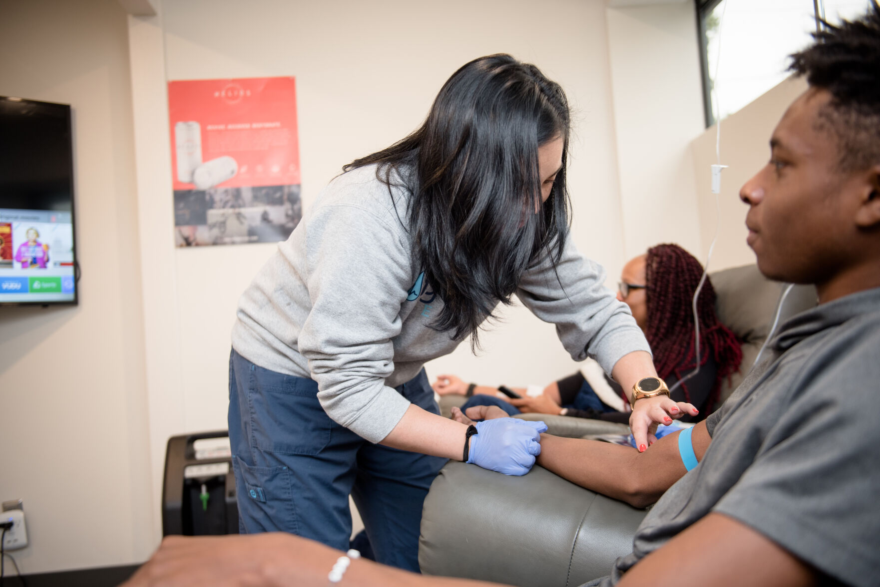Patient getting IV treatment